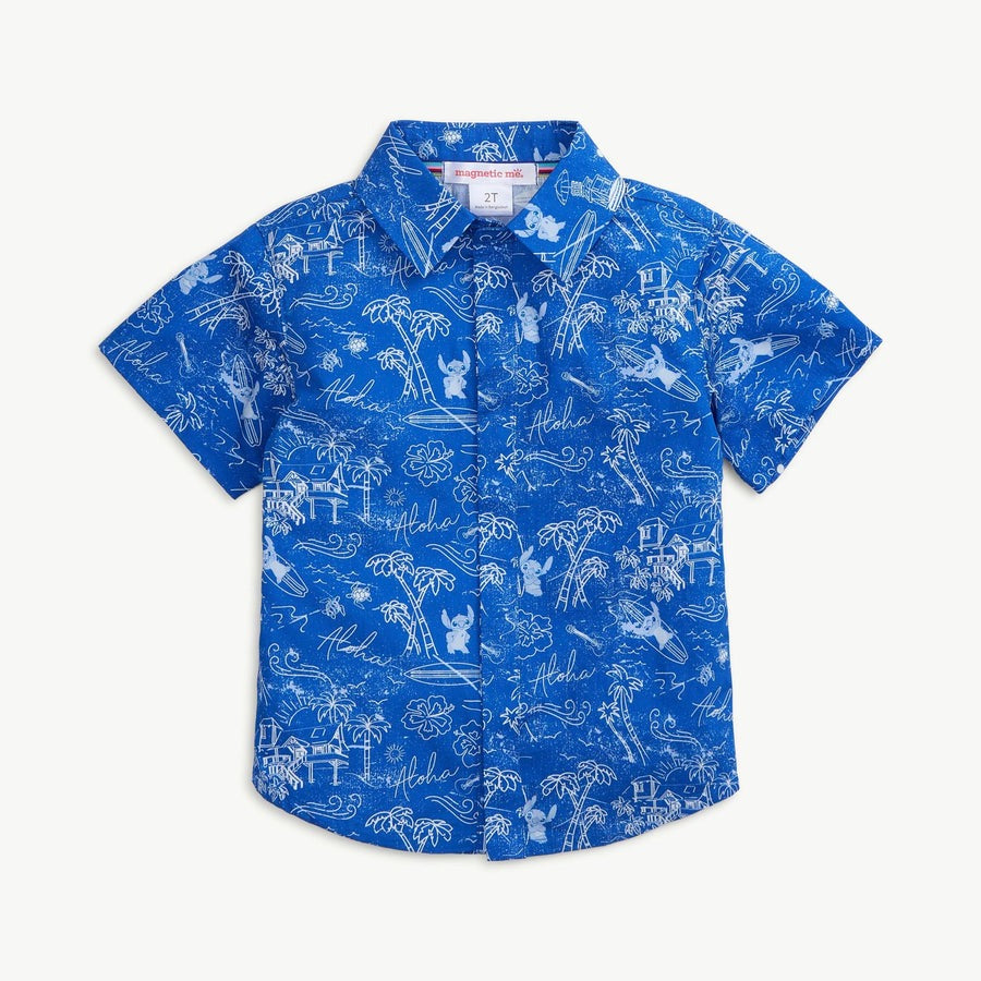 Lilo + Stitch Cotton Poplin Magnetic Camp Shirt
