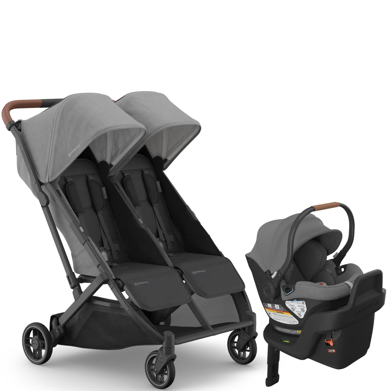 stroller uppababy minu Minu Duo Double Stroller + ARIA V2 Infant Car Seat Bundle