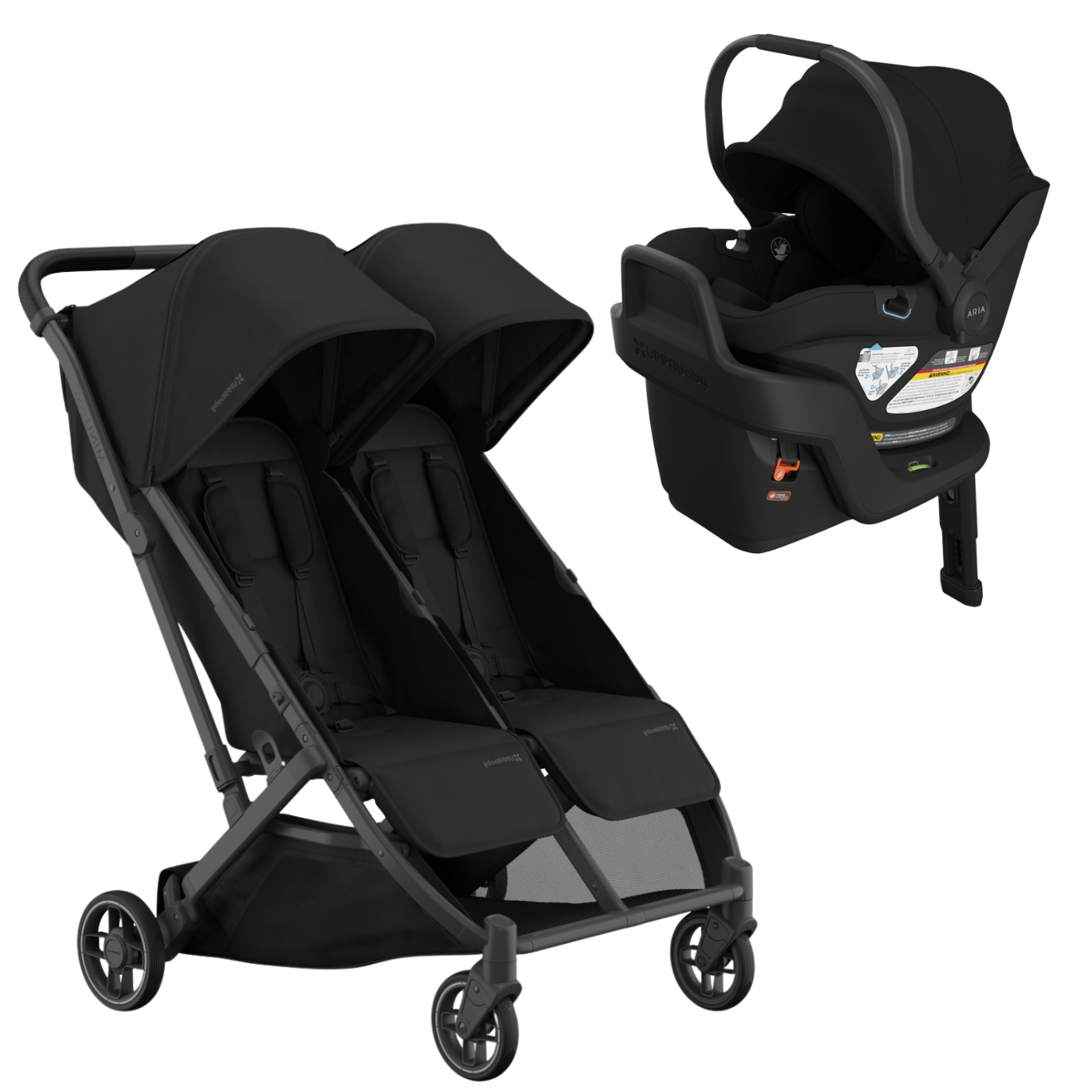 Minu Duo Double Stroller + ARIA V2 Infant Car Seat Bundle