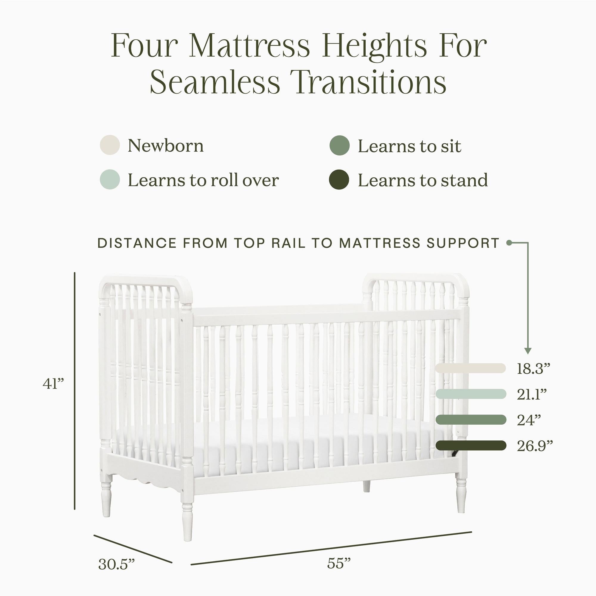 Liberty 3-in-1 Convertible Spindle Crib with Toddler Bed Conversion Kit Convertible Cribs Namesake