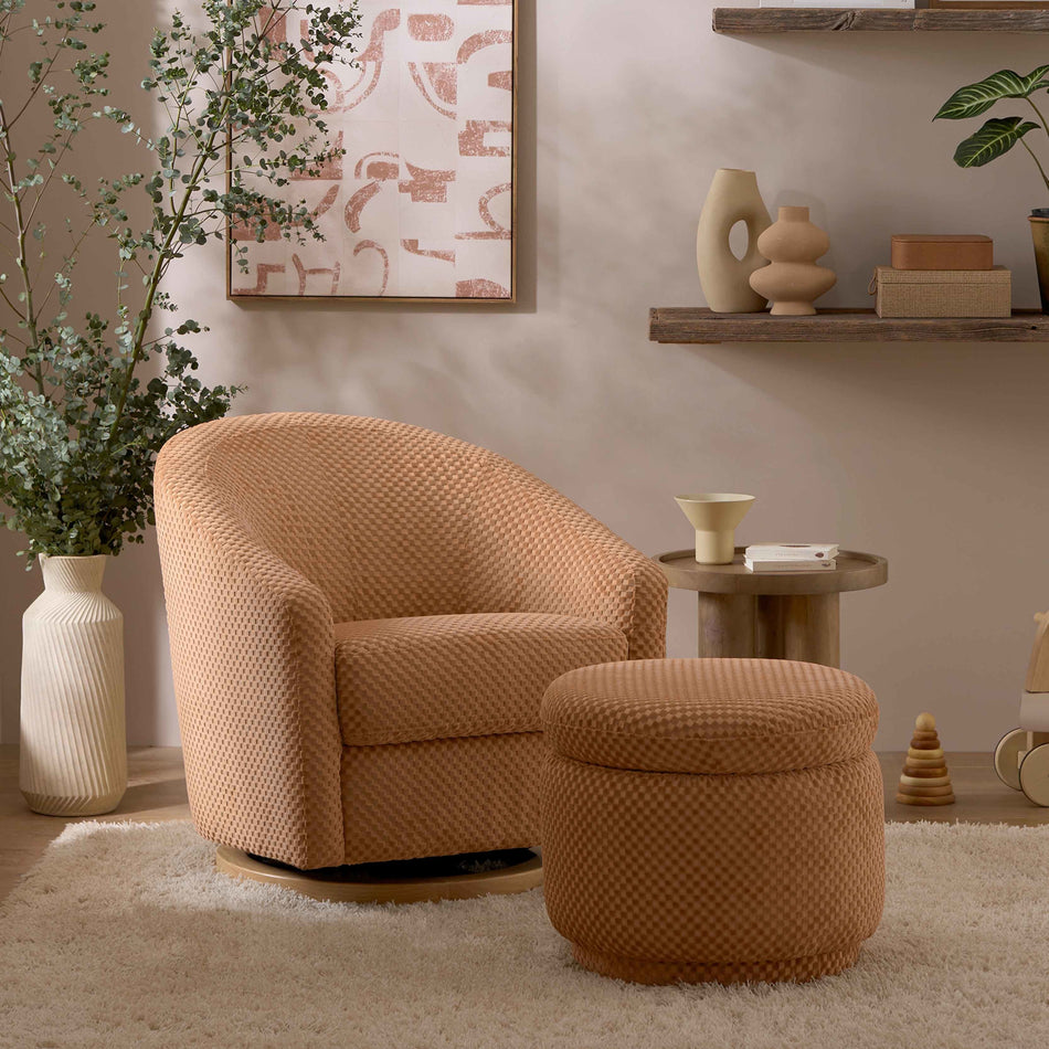 Enoki Storage Ottoman in Velvet Checker