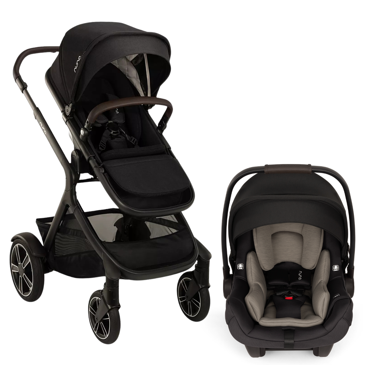 DEMI Next Single to Double Stroller + PIPA AIRE Infant Car Seat Travel System Strollers - Travel Systems Nuna