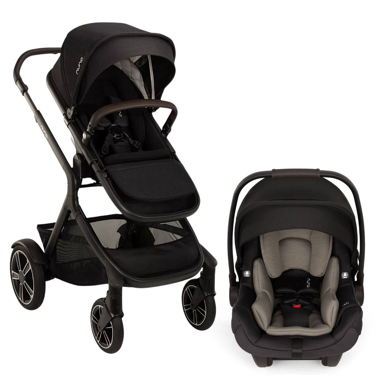 DEMI Next Single to Double Stroller + PIPA AIRE Infant Car Seat Travel System Strollers - Travel Systems Nuna