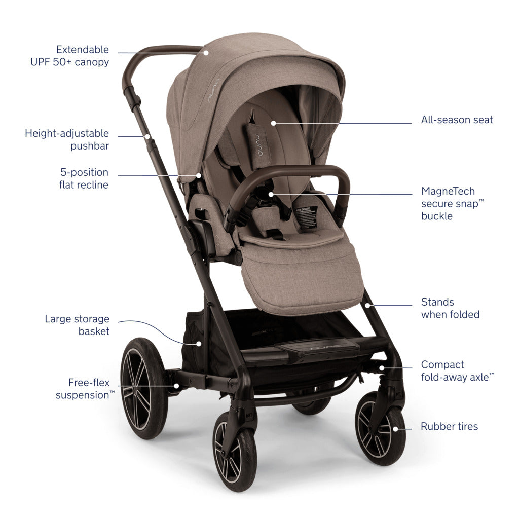 Nuna Mixx Next Stroller w/ Magnetic Buckle Biscotti