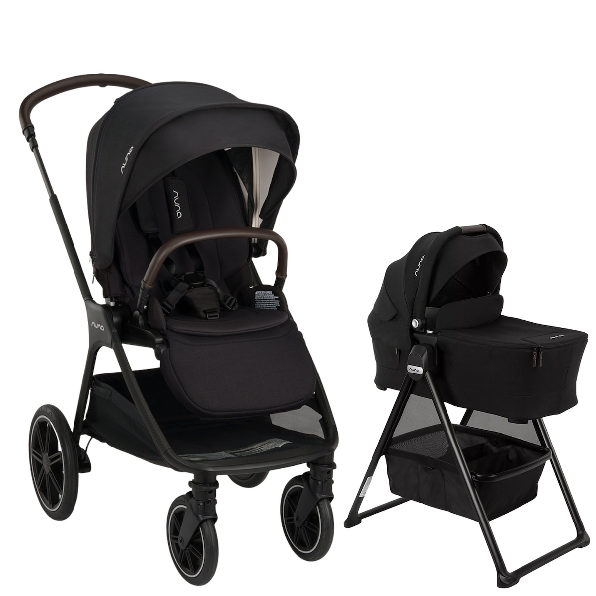 TRIV LX Stroller + SWIV & TRIV Bassinet & Stand Bundle Strollers - Single Nuna Caviar