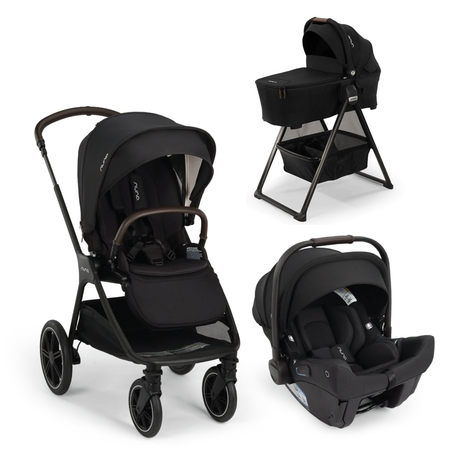 TRIV LX + PIPA urbn Travel System + Bassinet w/ Stand in Caviar Strollers - Travel Systems Nuna