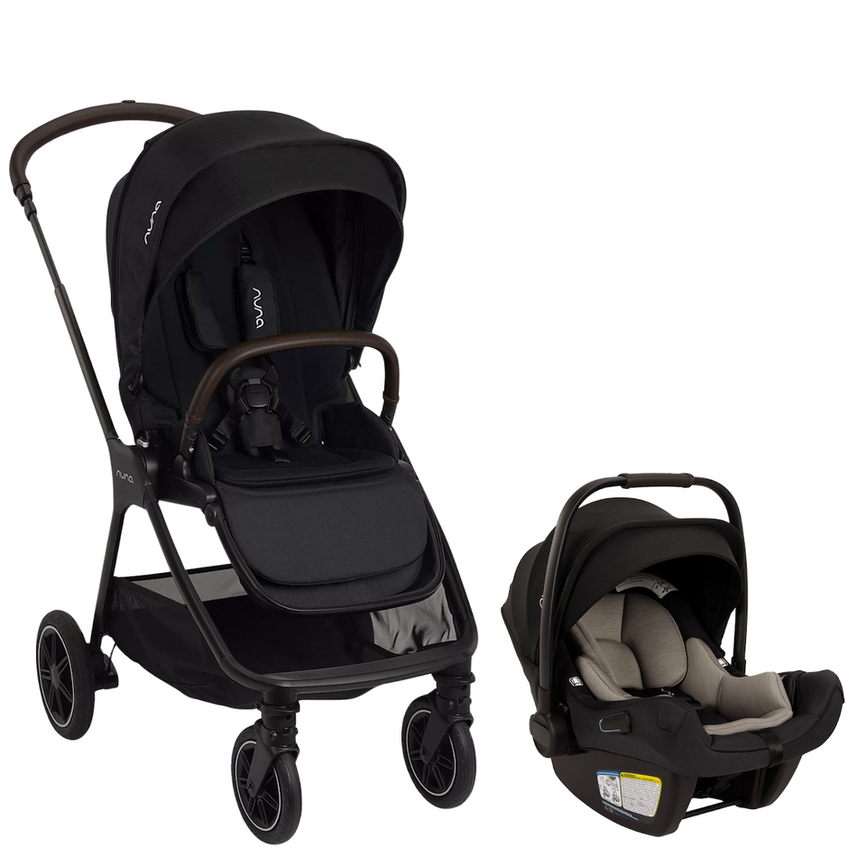 TRIV Next Lightweight Compact Stroller + PIPA AIRE Travel System Strollers - Travel Systems Nuna Caviar w/ Chocolate
