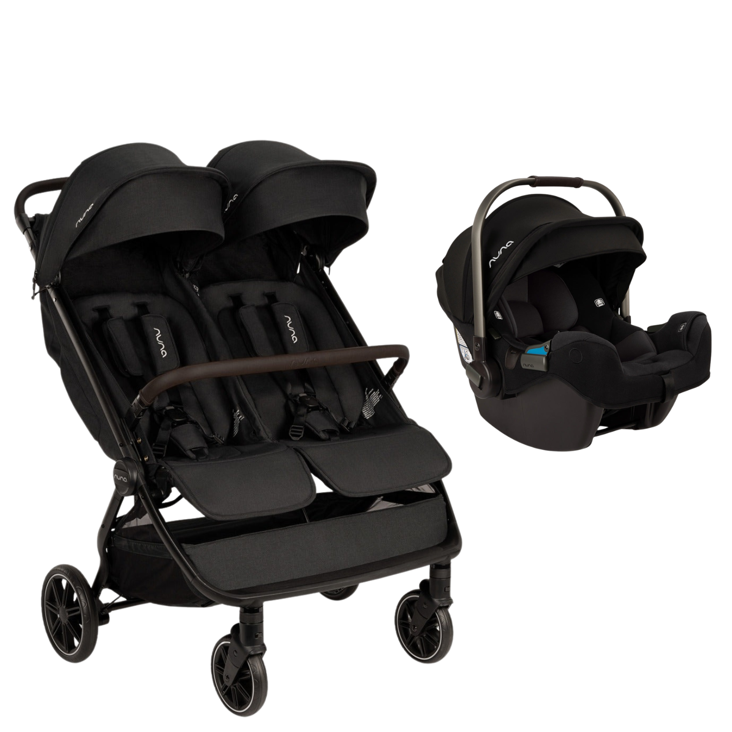 TRVL dubl + PIPA RX Travel System Strollers - Travel Systems Nuna Caviar w/ Chocolate