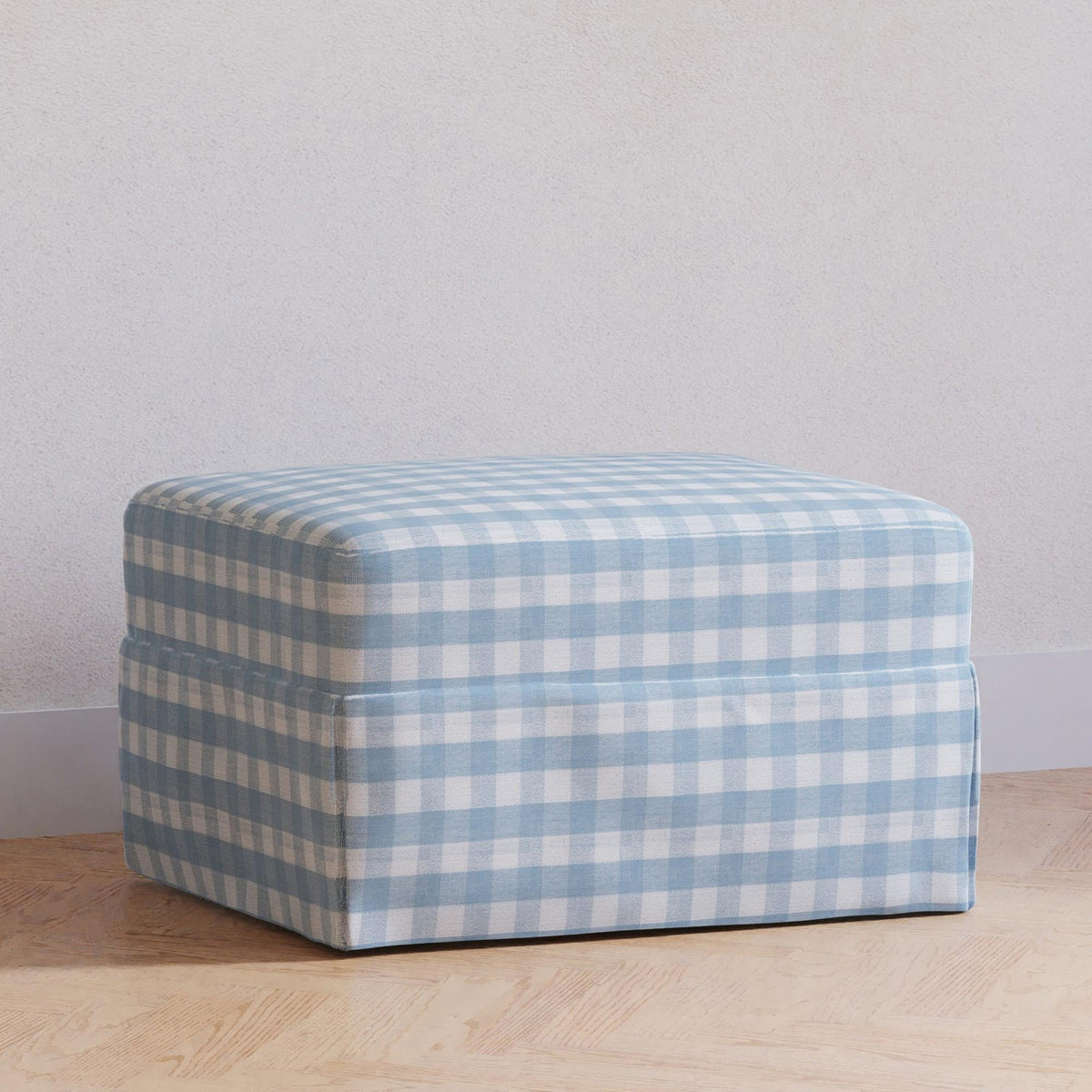 Crawford Gliding Ottoman Ottomans Namesake Blue Gingham