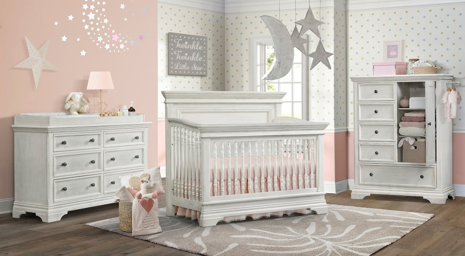 Olivia Flat Top Convertible Crib + Dresser & Chifferobe