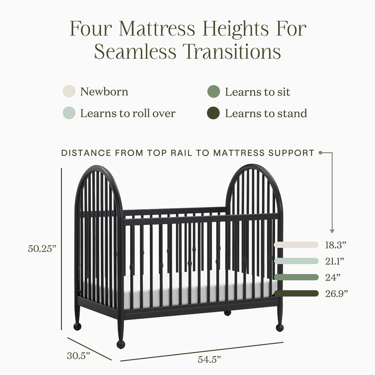 Alouette 3-in-1 Convertible Spindle Crib Cribs Namesake