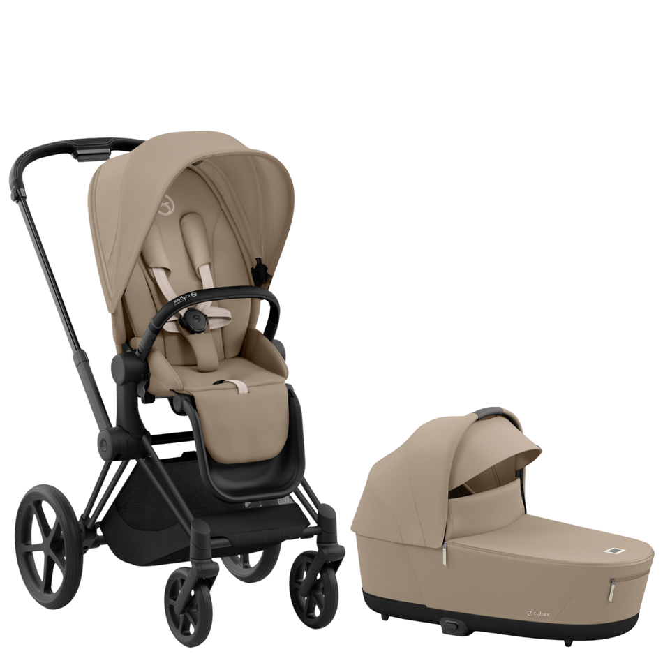 Priam 4 Stroller + Lux Carry Cot Strollers - Single Cybex Cozy Beige ( Matte Black Frame )