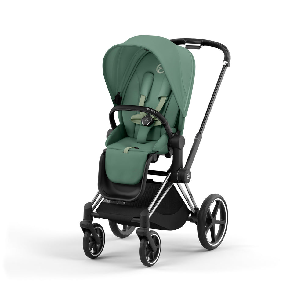 Priam 4 Stroller w/ Chrome Frame + Black Handle Strollers - Single Cybex Leaf Green