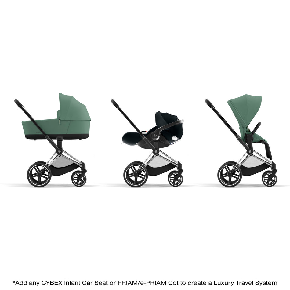Priam 4 Stroller w/ Chrome Frame + Black Handle Strollers - Single Cybex
