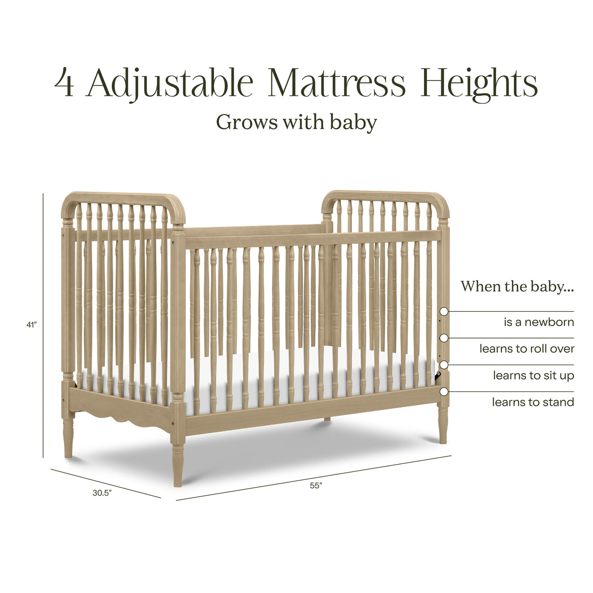 Liberty 3-in-1 Convertible Spindle Crib with Toddler Bed Conversion Kit Convertible Cribs Namesake
