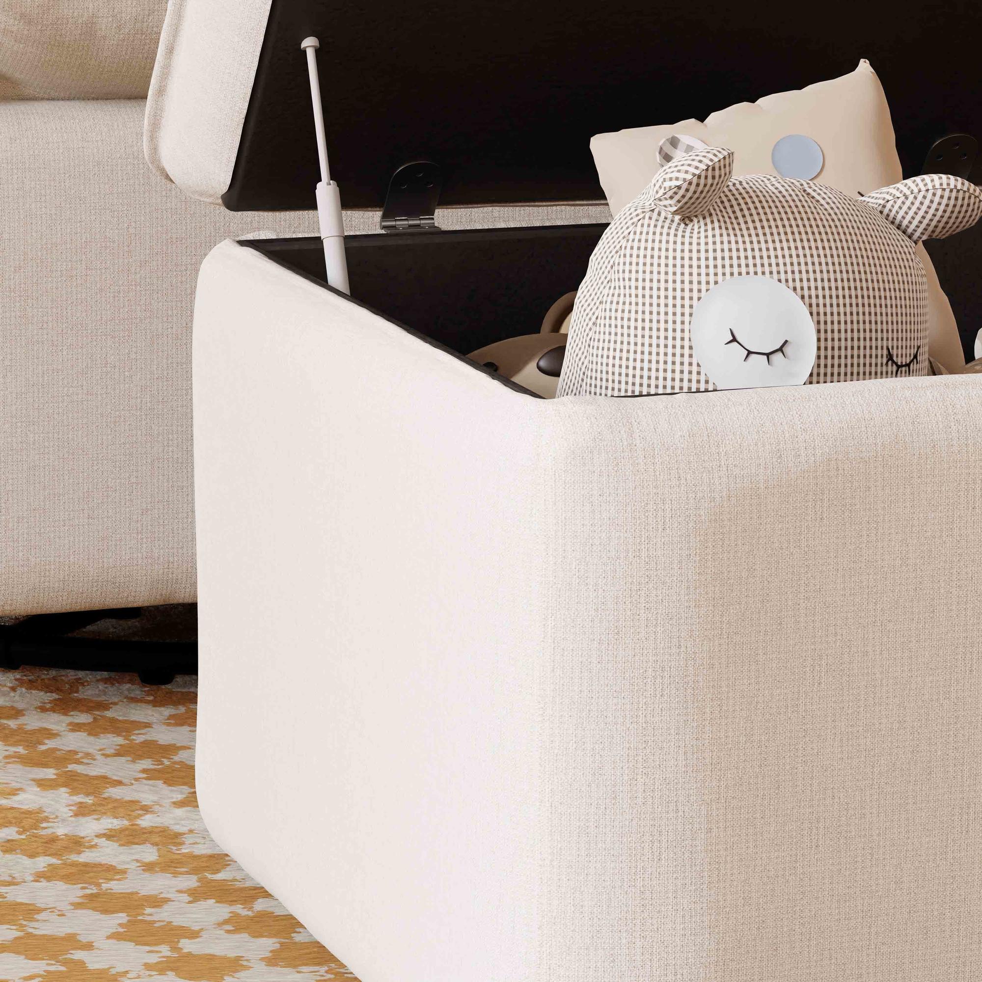 Cali Storage Ottoman in Eco-Performance Fabric | Water Repellent & Stain Resistant Ottomans Babyletto