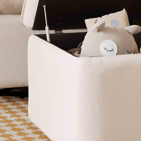 Cali Storage Ottoman in Eco-Performance Fabric | Water Repellent & Stain Resistant Ottomans Babyletto