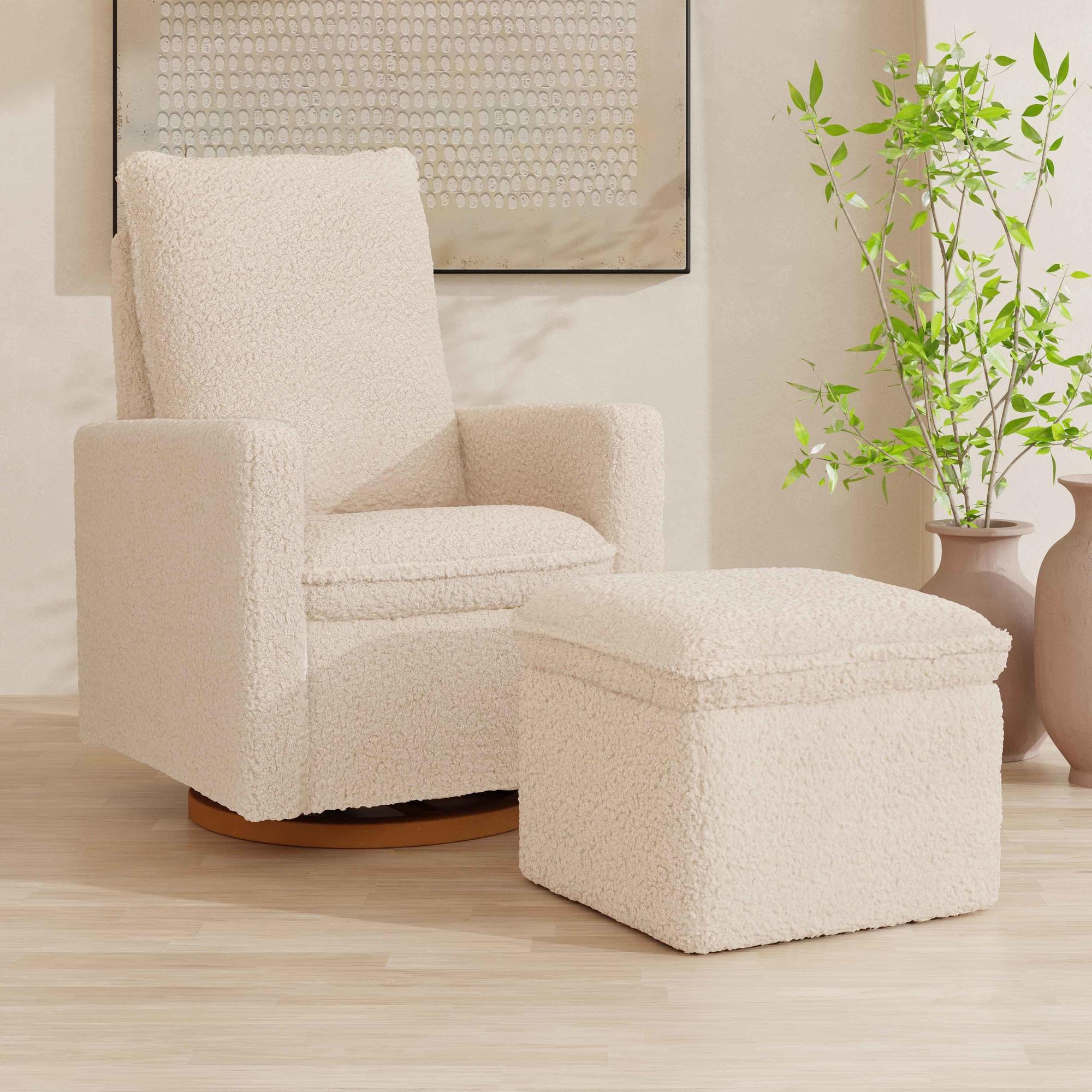 Cali Storage Ottoman in Shearling Ottomans Babyletto