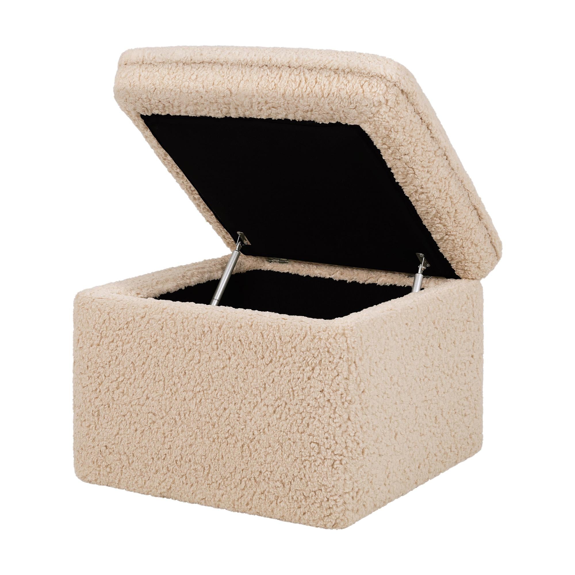 Cali Storage Ottoman in Shearling Ottomans Babyletto