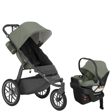 RIDGE V2 + ARIA V2 Travel System Bundle Strollers - Travel Systems UPPAbaby Evelyn Meadow Green | Carbon Frame