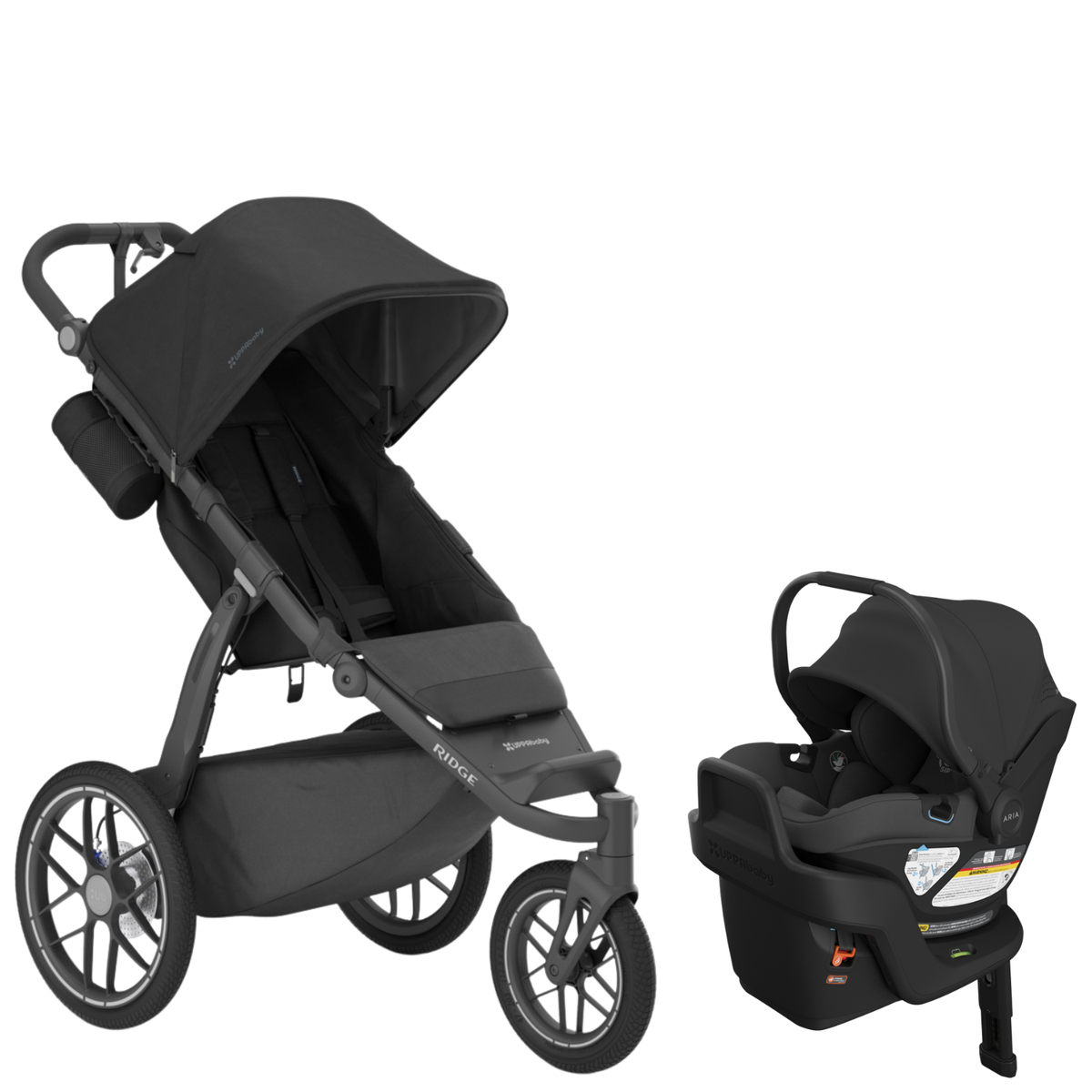 RIDGE V2 + ARIA V2 Travel System Bundle Strollers - Travel Systems UPPAbaby James Black | Carbon Frame