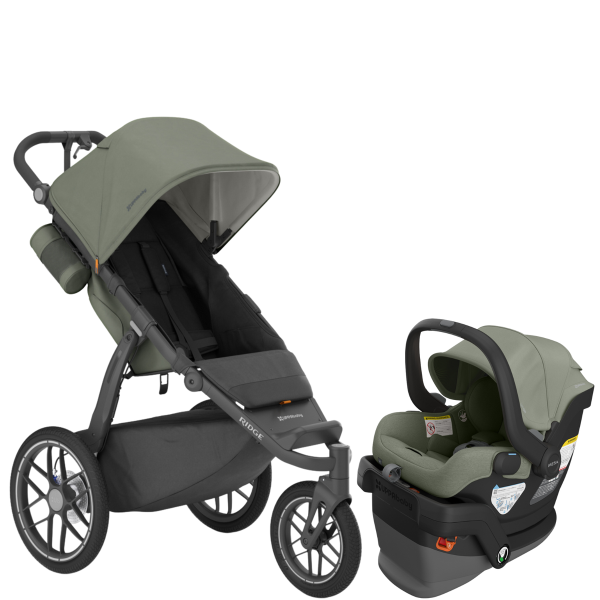 RIDGE V2 + MESA V3 Travel System Bundle Strollers - Travel Systems UPPAbaby Evelyn Meadow Green | Carbon Frame