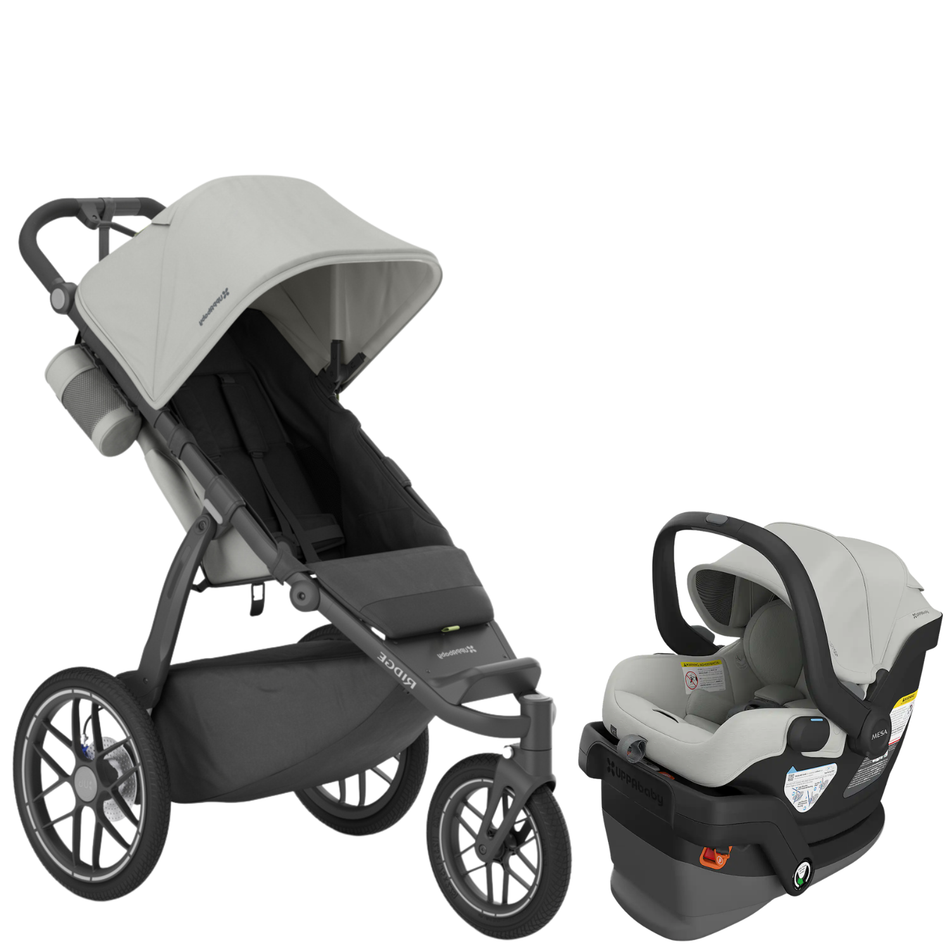 RIDGE V2 + MESA V3 Travel System Bundle Strollers - Travel Systems UPPAbaby Savannah Pearl Gray | Carbon Frame