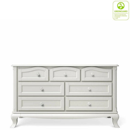 Cleopatra Tufted Convertible Crib, Double Dresser & Hutch - Solid White w/ Pink Tufting - Floor Model Crib Sets Romina Furniture