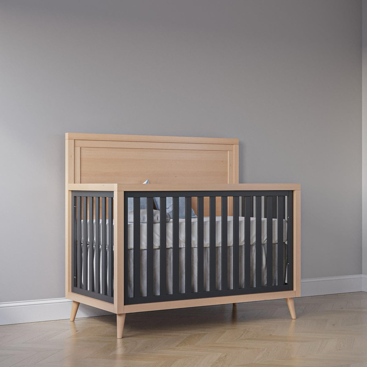 New York Convertible Crib Convertible Cribs Romina Furniture Albero Puro ( Main ) / Peppercorn ( Accent )