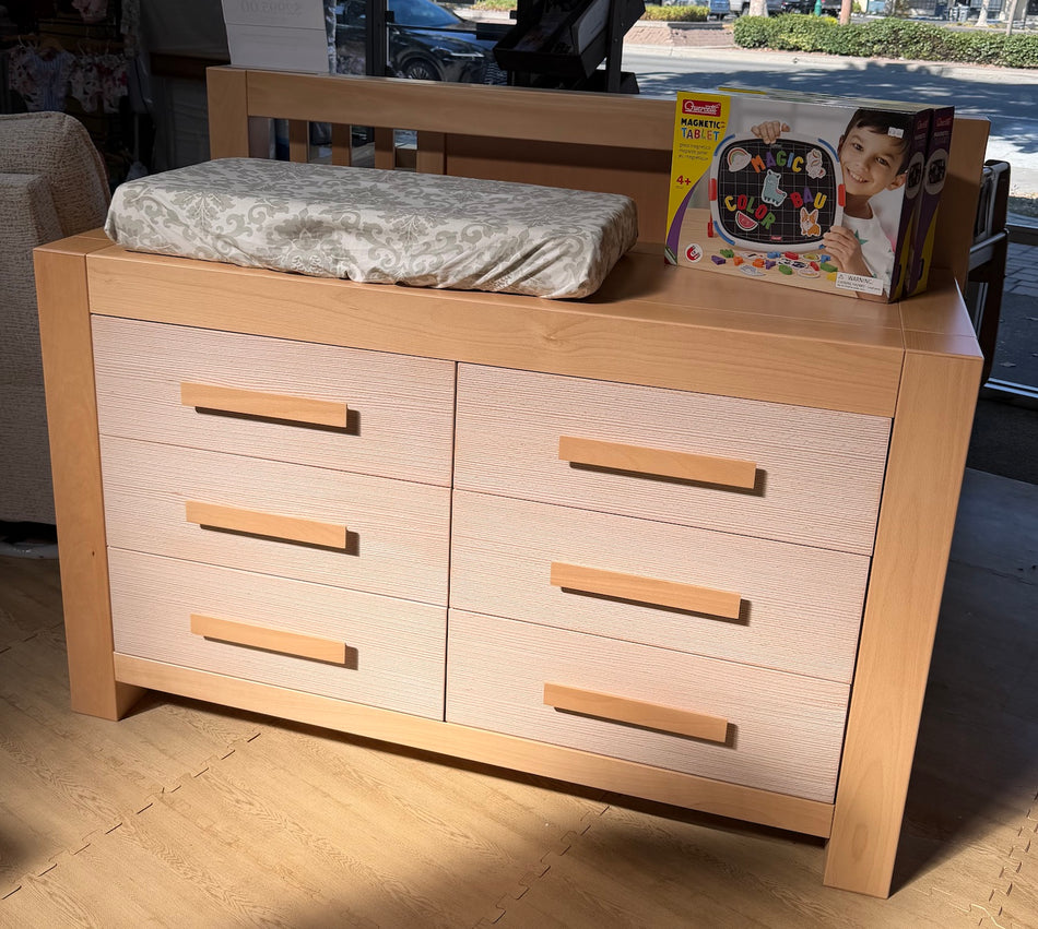 Ventianni Convertible Crib + Double Dresser - Natural / Driftwood - Floor Model Closeout