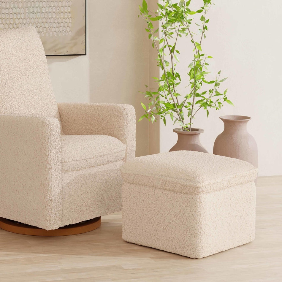 Cali Storage Ottoman in Shearling Ottomans Babyletto