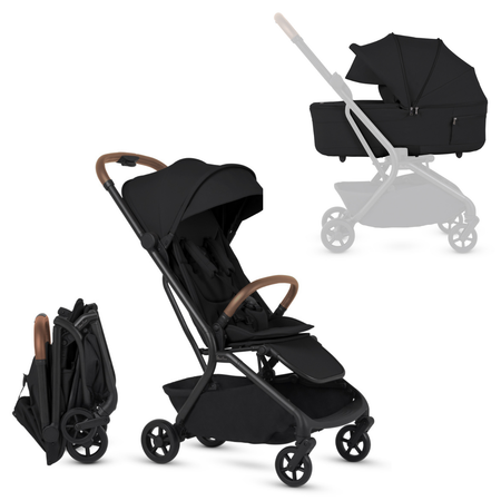 Nia Compact Travel Stroller + Foldable Compact Bassinet Strollers - Single Silver Cross Onyx