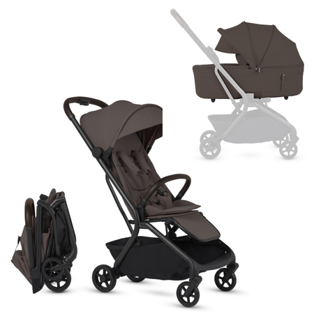 Nia Compact Travel Stroller + Foldable Compact Bassinet Strollers - Single Silver Cross Chocolate