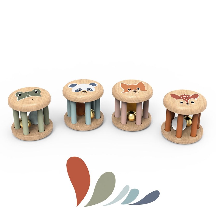 Wooden Roller Rattle Activity Toys Speedy Monkey