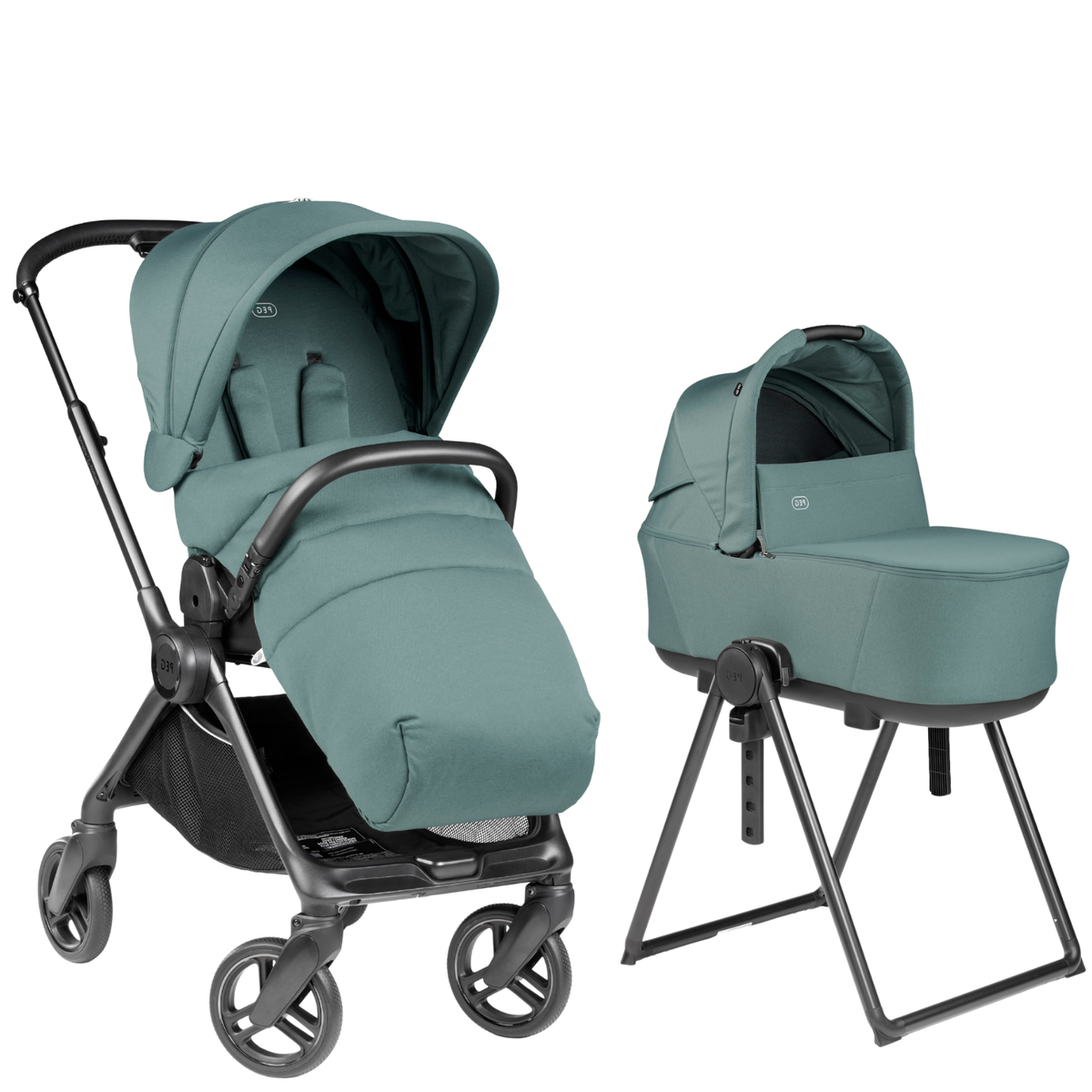 Switch Modular Stroller + Culla Flex Bassinet w/ Stand Strollers - Single Peg Perego Jade