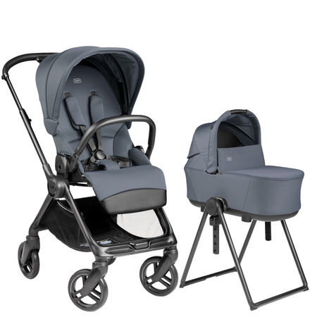 Switch Modular Stroller + Culla Flex Bassinet w/ Stand Strollers - Single Peg Perego Nordic Blue