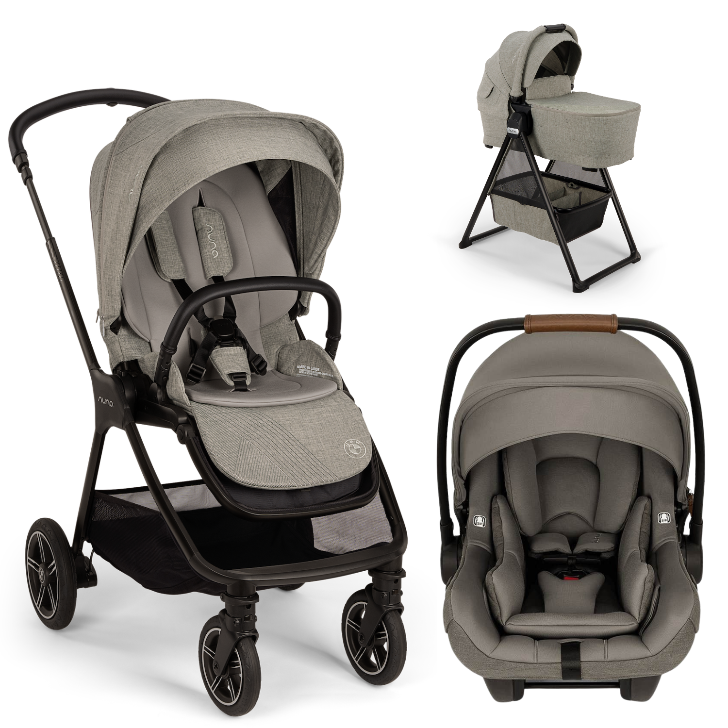x BMW TRIV NEXT + PIPA AIRE RX + Bassinet in Graphene / Granite Strollers - Travel Systems Nuna