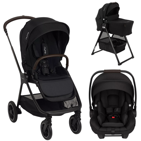 Triv Next + PIPA Aire RX + Bassinet Strollers - Travel Systems Nuna Caviar / Chocolate