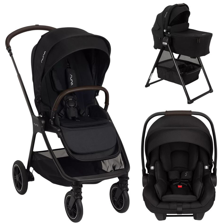 Triv Next + PIPA Aire RX + Bassinet Strollers - Travel Systems Nuna Caviar / Chocolate