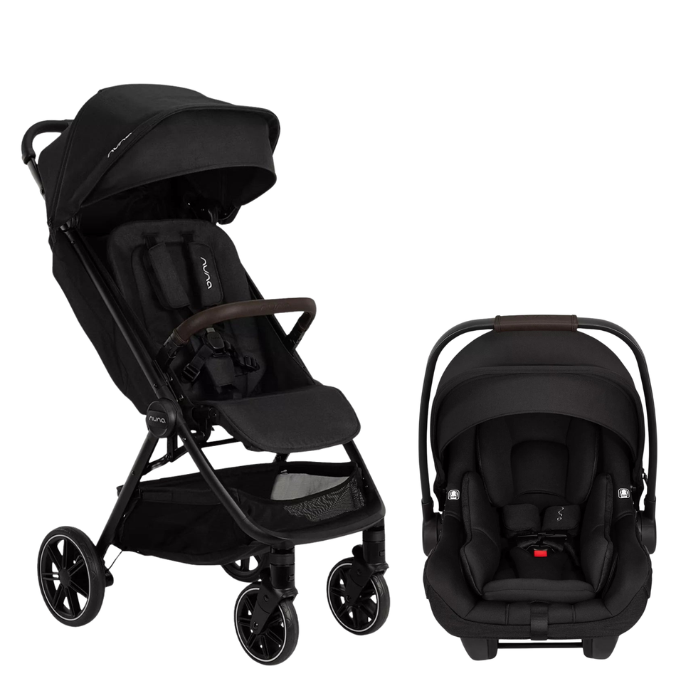 TRVL lx + PIPA AIRE RX Lightweight Travel System Strollers - Travel Systems Nuna Caviar / Chocolate