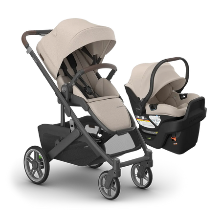 Cruz V3 Stroller + ARIA V2 Travel System Strollers - Travel Systems UPPAbaby Ada - Sandstone Mélange | Carbon Frame | Chestnut Leather