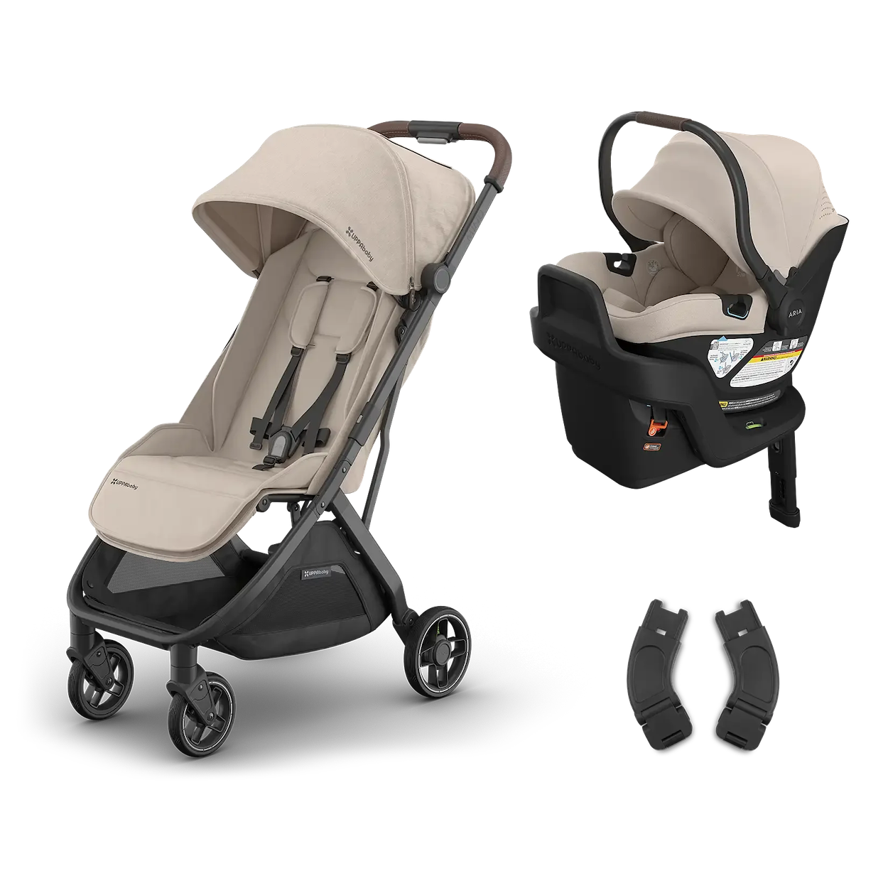 Minu V3 + ARIA V2 Lightweight Infant Travel System Strollers - Travel Systems UPPAbaby Ada - Sandstone Mélange | Carbon Frame | Chestnut Leather