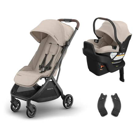 Minu V3 + ARIA V2 Lightweight Infant Travel System Strollers - Travel Systems UPPAbaby Ada - Sandstone Mélange | Carbon Frame | Chestnut Leather