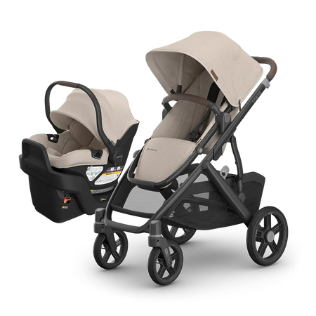Vista V3 + ARIA V2 Travel System Strollers - Travel Systems UPPAbaby Ada - Sandstone Mélange | Carbon Frame | Chestnut Leather