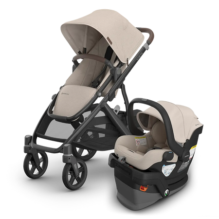 Vista V3 + MESA V3 Travel System Strollers - Travel Systems UPPAbaby Ada - Sandstone Mélange | Carbon Frame | Chestnut Leather