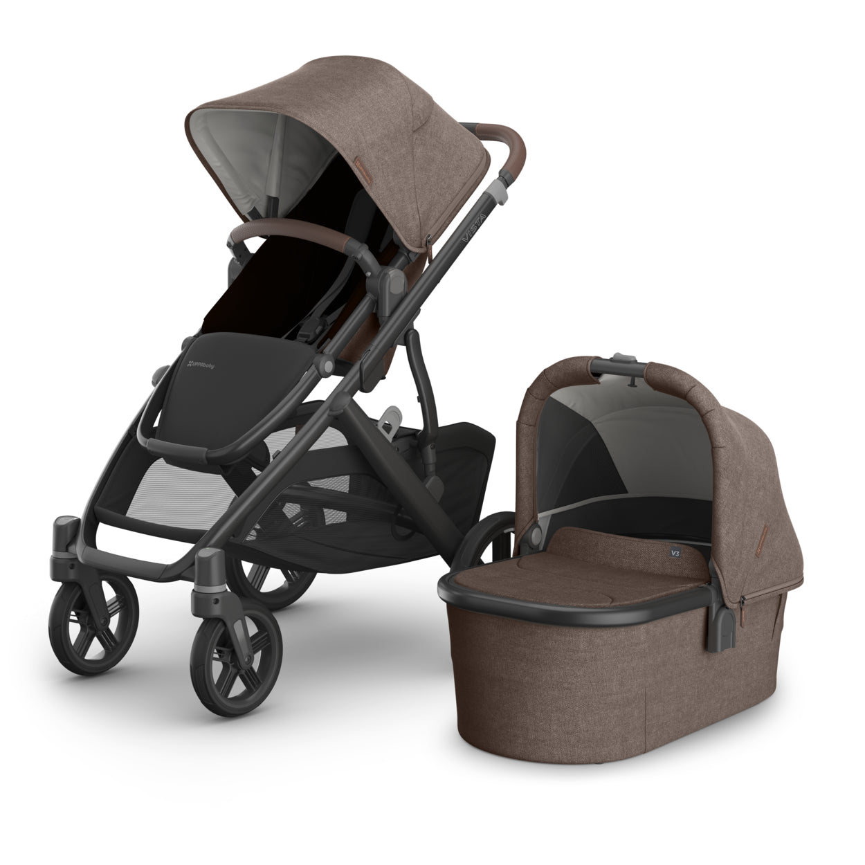 UPPAbaby Vista V3 + Bassinet V3 Bundle - Ada - Sandstone Mélange | Carbon Frame