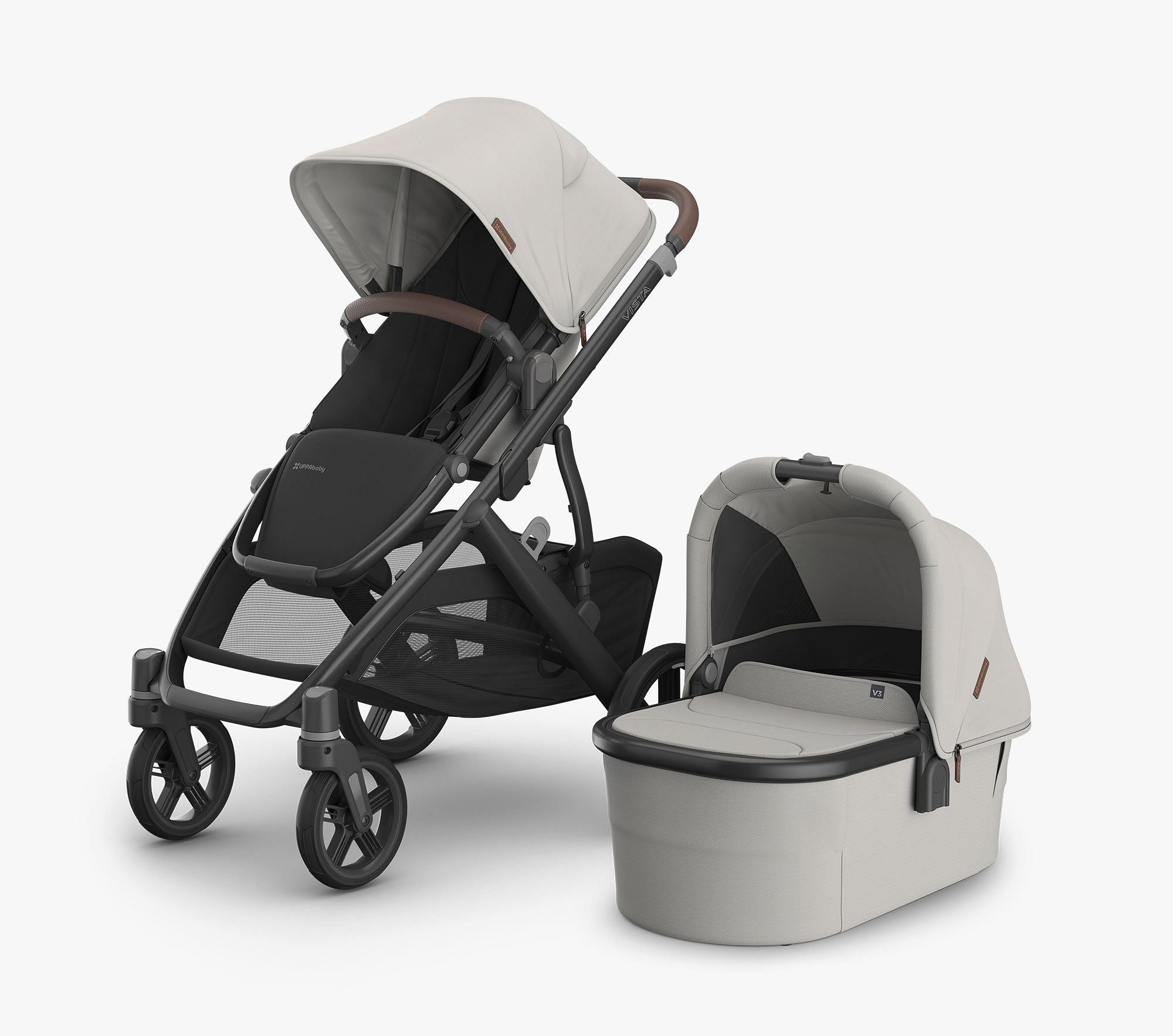 UPPAbaby Vista V3 + Bassinet V3 Bundle - Ada - Sandstone Mélange | Carbon Frame