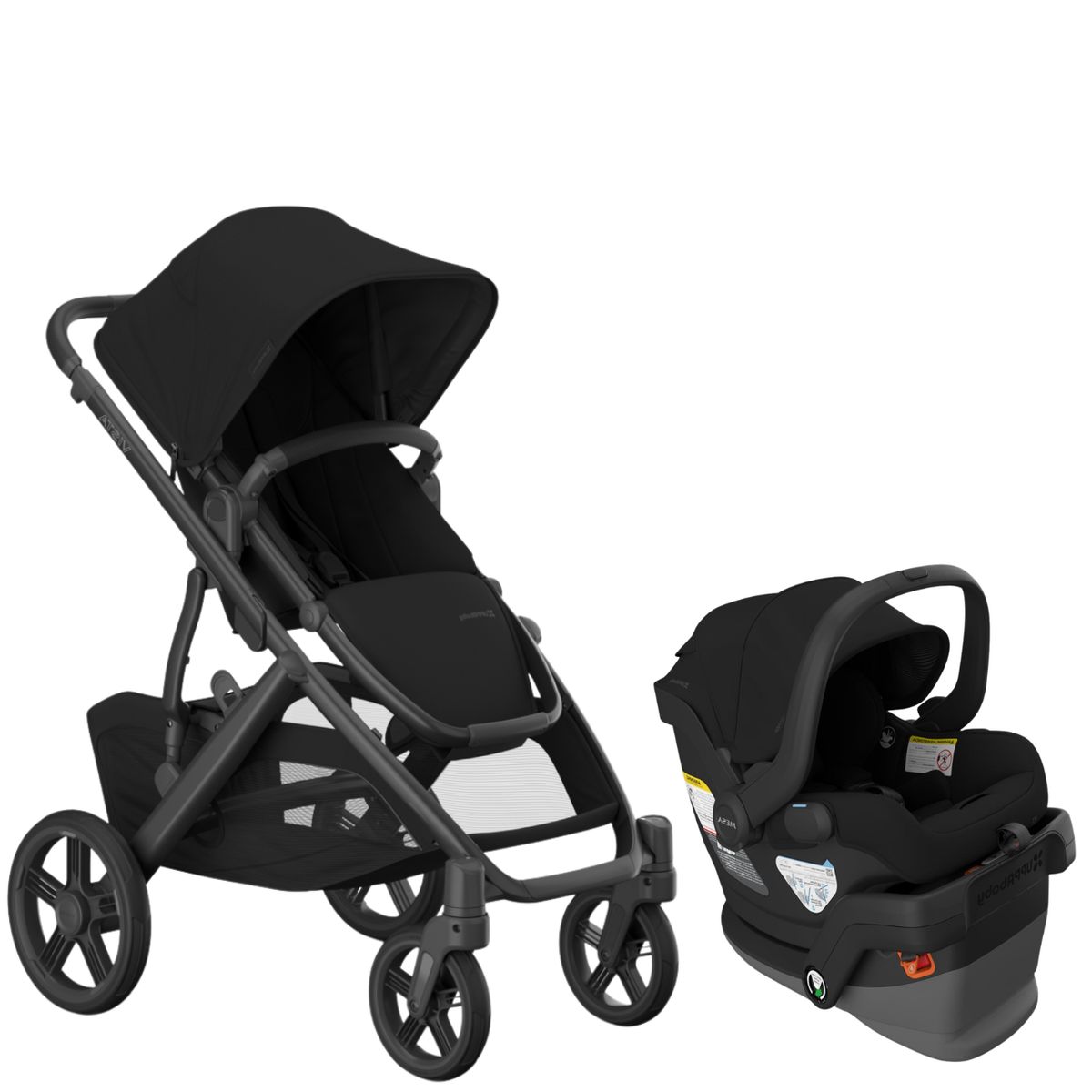 Vista V3 + MESA V3 Travel System Strollers - Travel Systems UPPAbaby James - Black - Carbon Frame - Black Leather