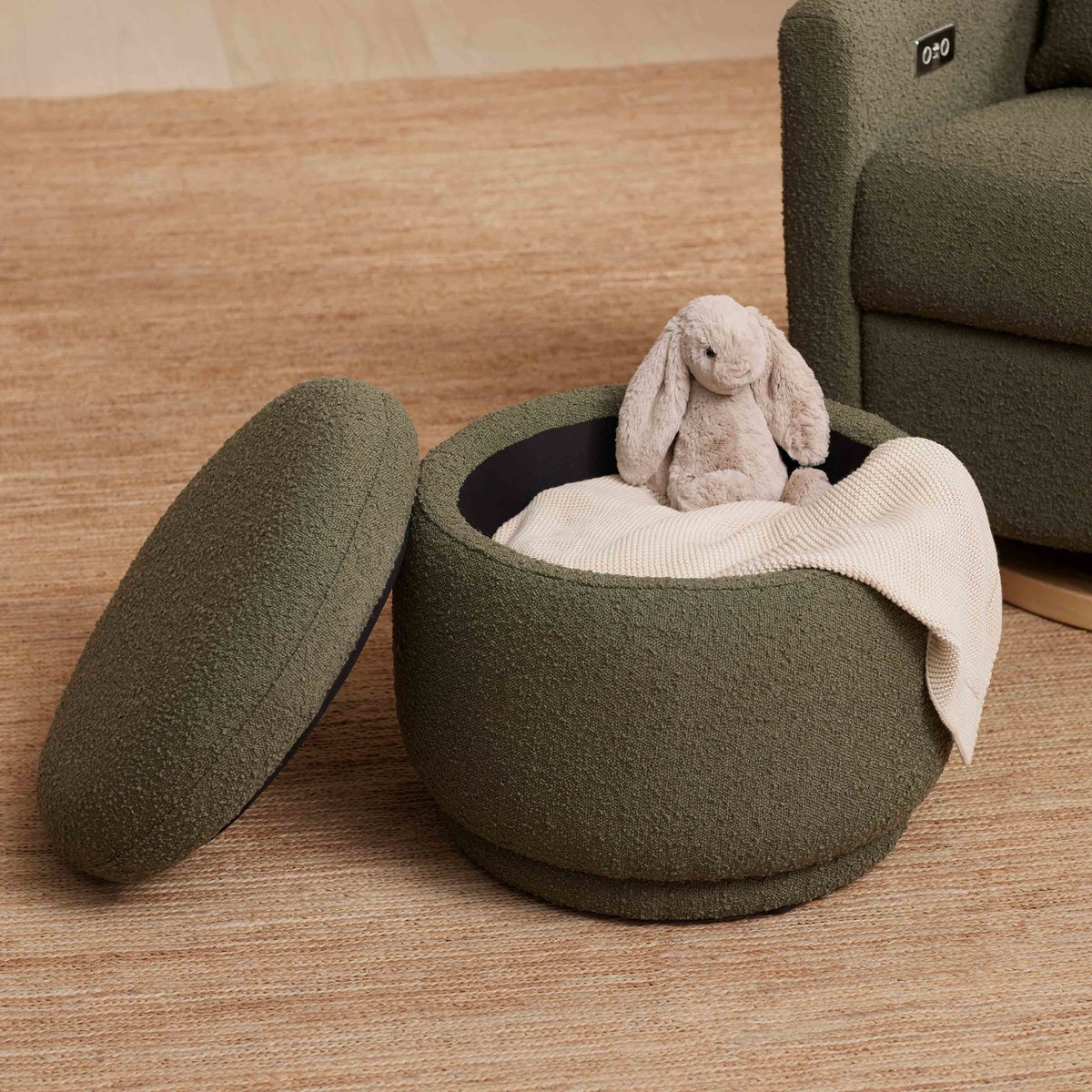 Enoki Storage Ottoman in Boucle Ottomans Babyletto