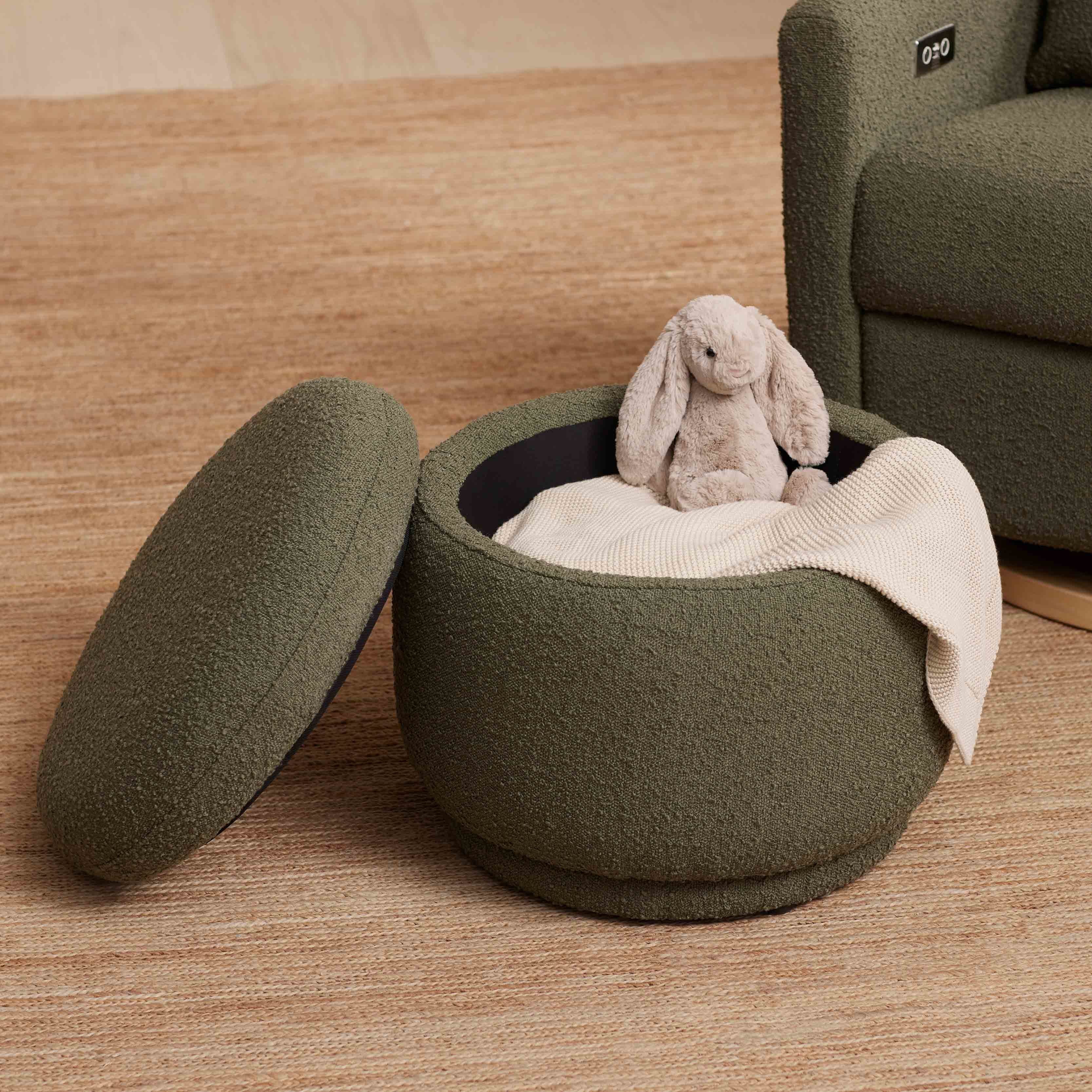 Enoki Storage Ottoman in Boucle Ottomans Babyletto